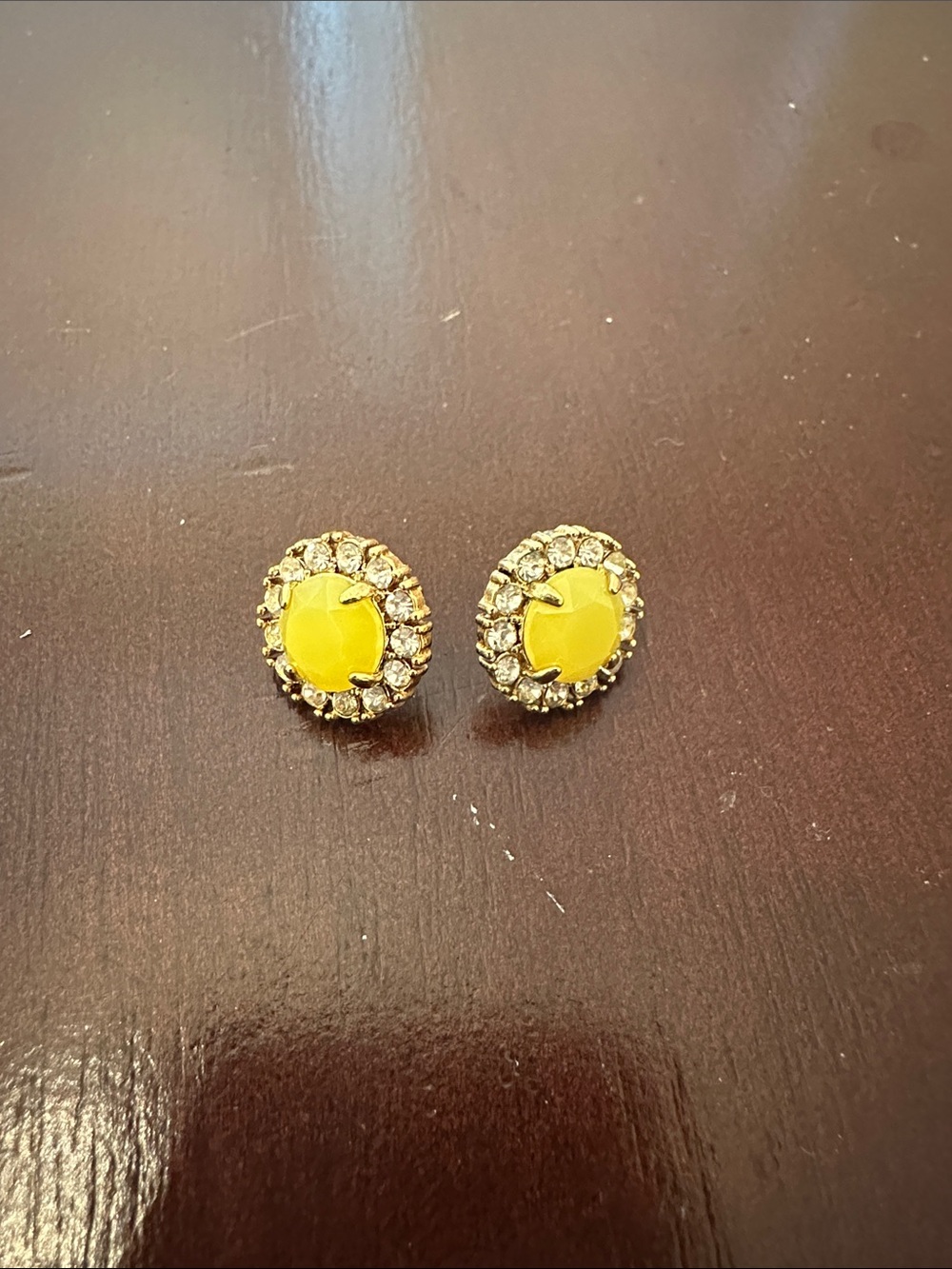 Kate Spade Yellow Crystal Halo Stud Earrings